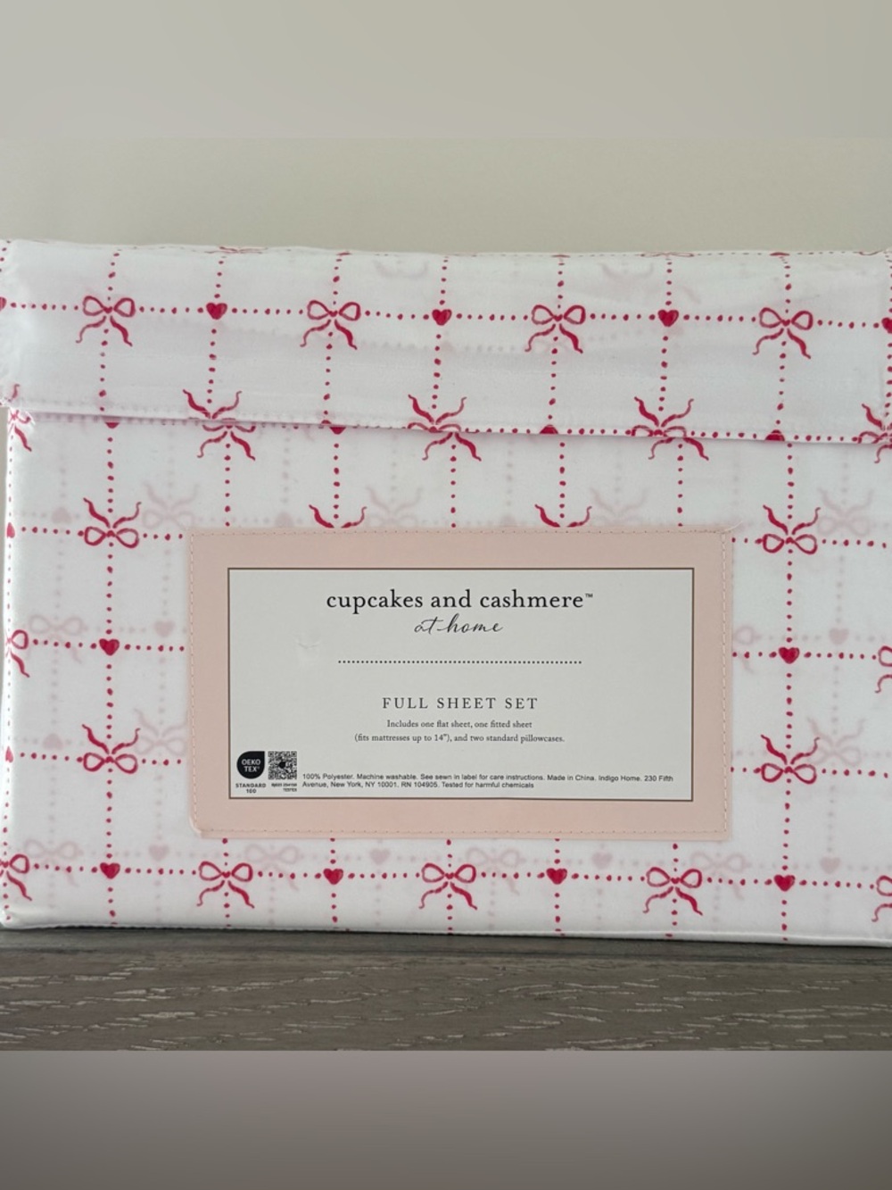 New Cupcakes and Cashmere Full Sheets Set hearts and bows bedding